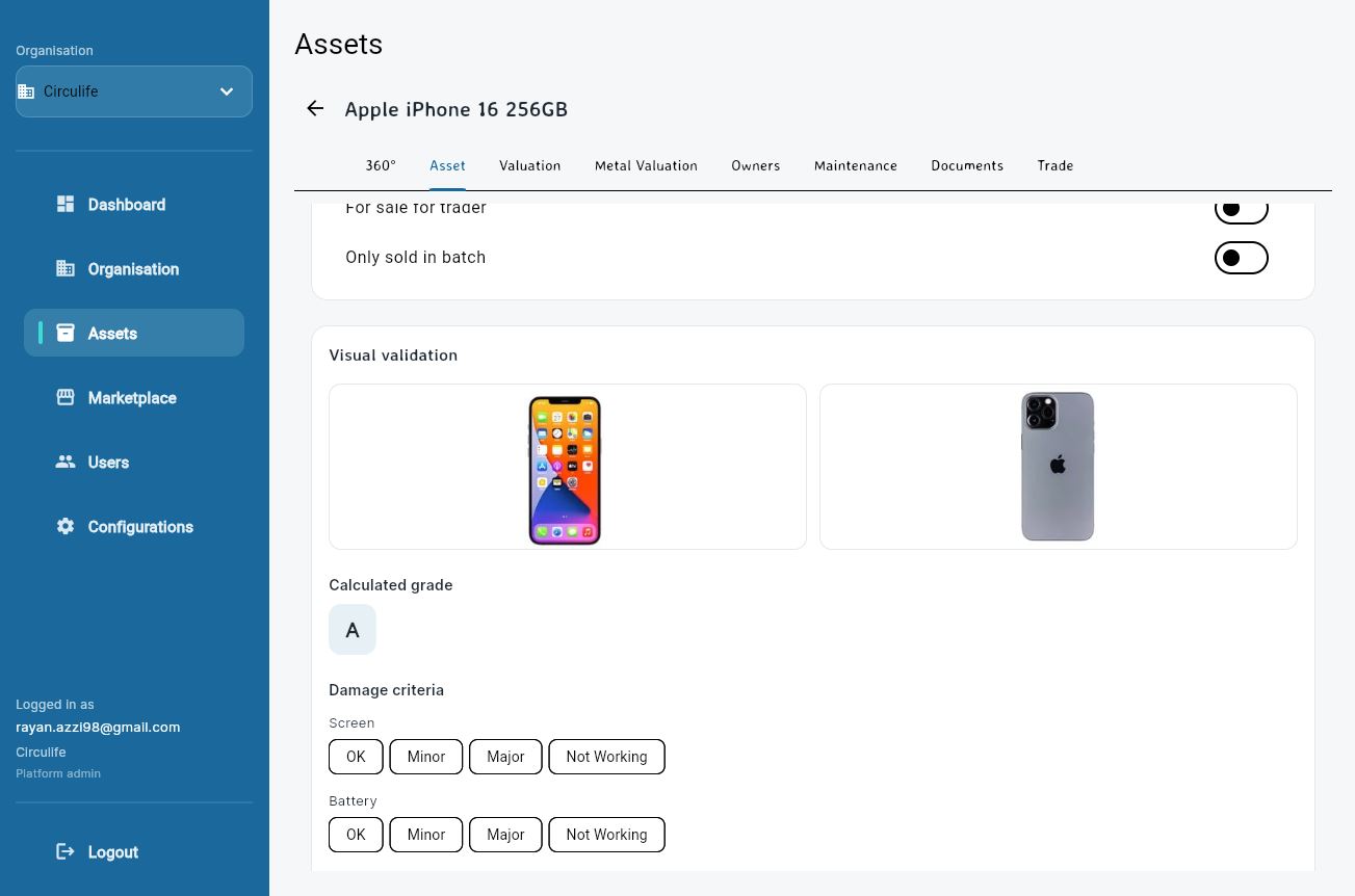 Asset detail preview